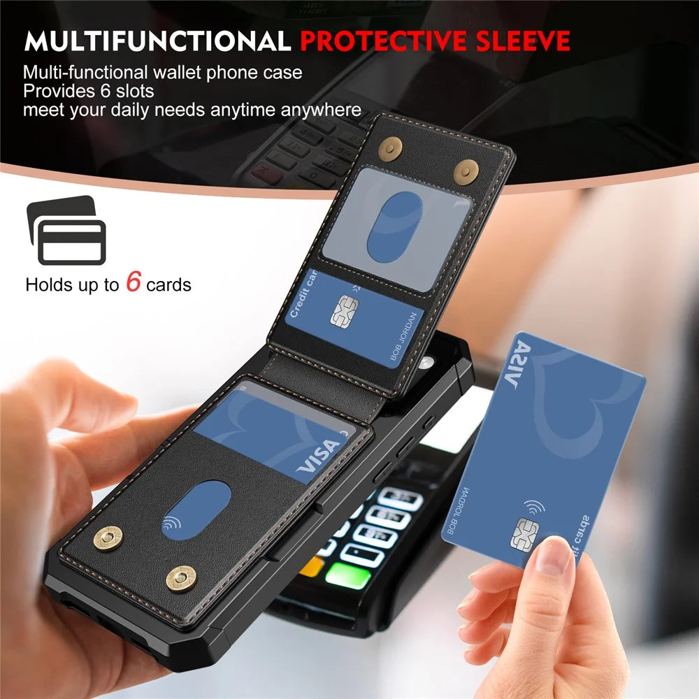 For iPhone 17 Pro Magnetic Case Detachable Card Slot Kickstand Leather + TPU Phone Cover - Black - 4