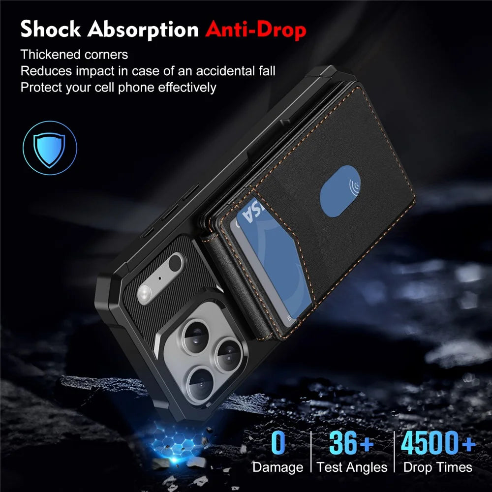For iPhone 17 Pro Max Magnetic Case Detachable Card Slot Kickstand Leather + TPU Phone Cover - Black - 7