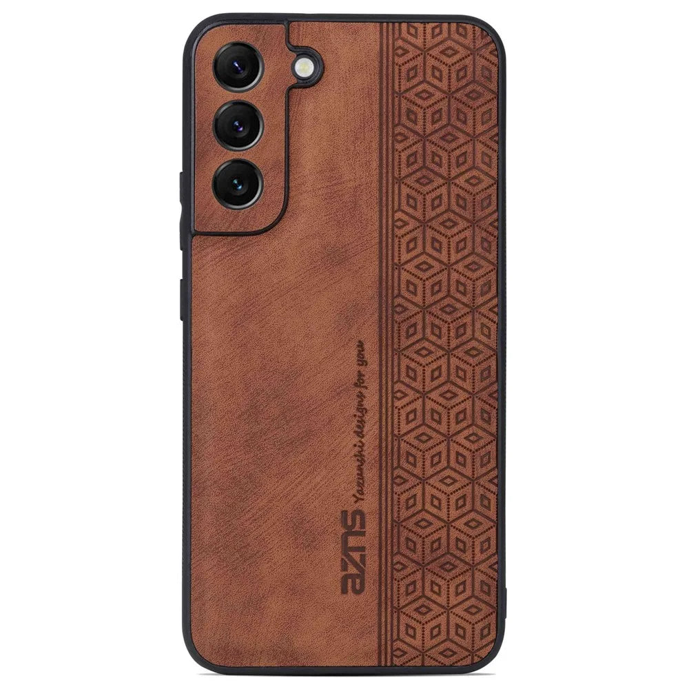 AZNS Anti-fall Cell Phone Cover for Samsung Galaxy S22 5G, Imprinted Pattern PU Leather+TPU Phone Case - Brown - 2