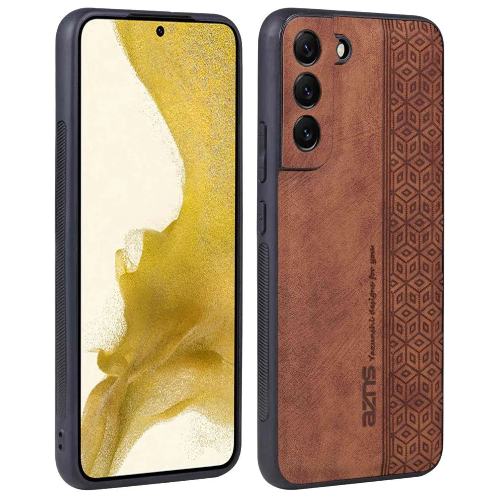 AZNS For Samsung Galaxy S22+ 5G Cell Phone Cover Shell Imprinted Pattern PU Leather+TPU Non-slip Phone Case - Brown - 2