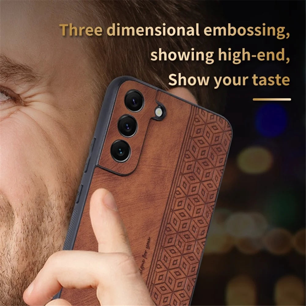 AZNS For Samsung Galaxy S22+ 5G Cell Phone Cover Shell Imprinted Pattern PU Leather+TPU Non-slip Phone Case - Brown - 6