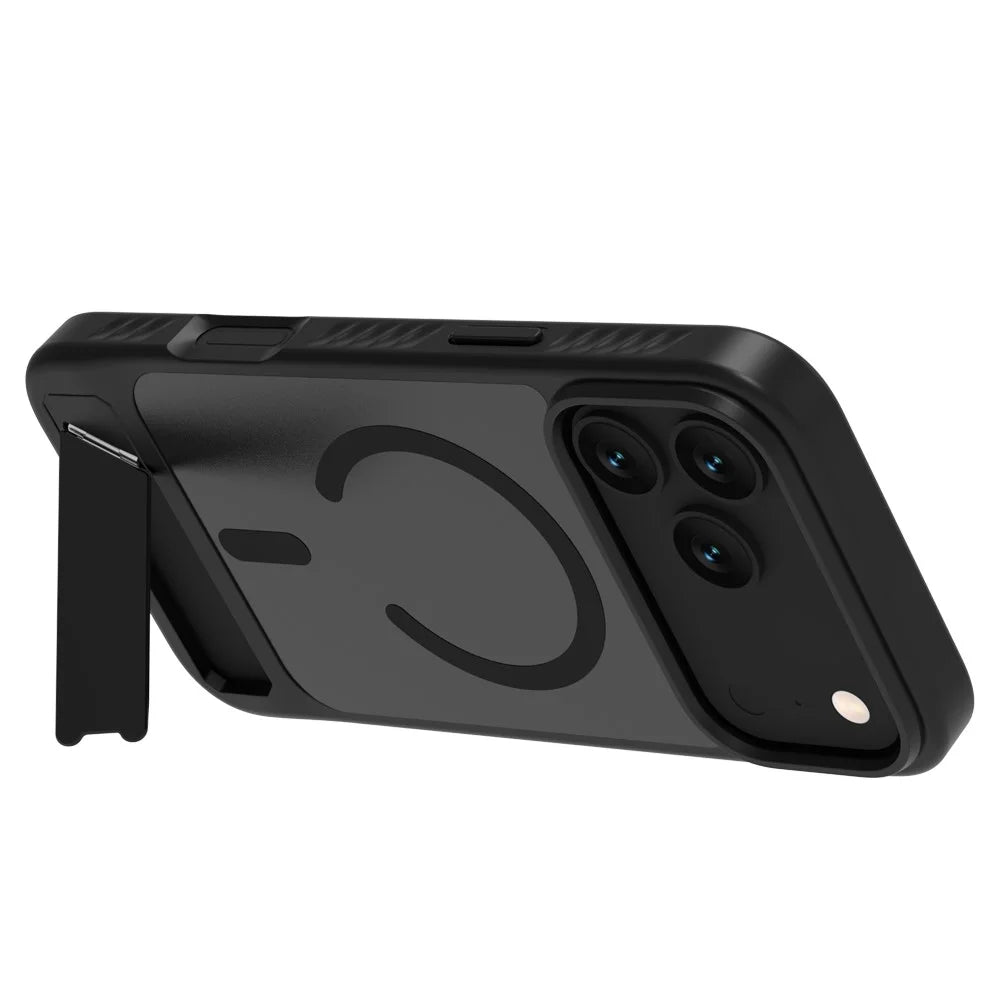 LEREACH Le-Chic Series for iPhone 17 Pro Max Case TPU + PC Kickstand Phone Cover Compatible with MagSafe - Black - 2