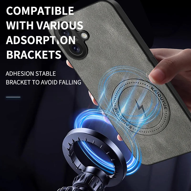 WANLONFENG For iPhone 17 Magnetic Case  SD Series PC TPU Phone Cover with 2Pcs Screen Film - Grey - 6