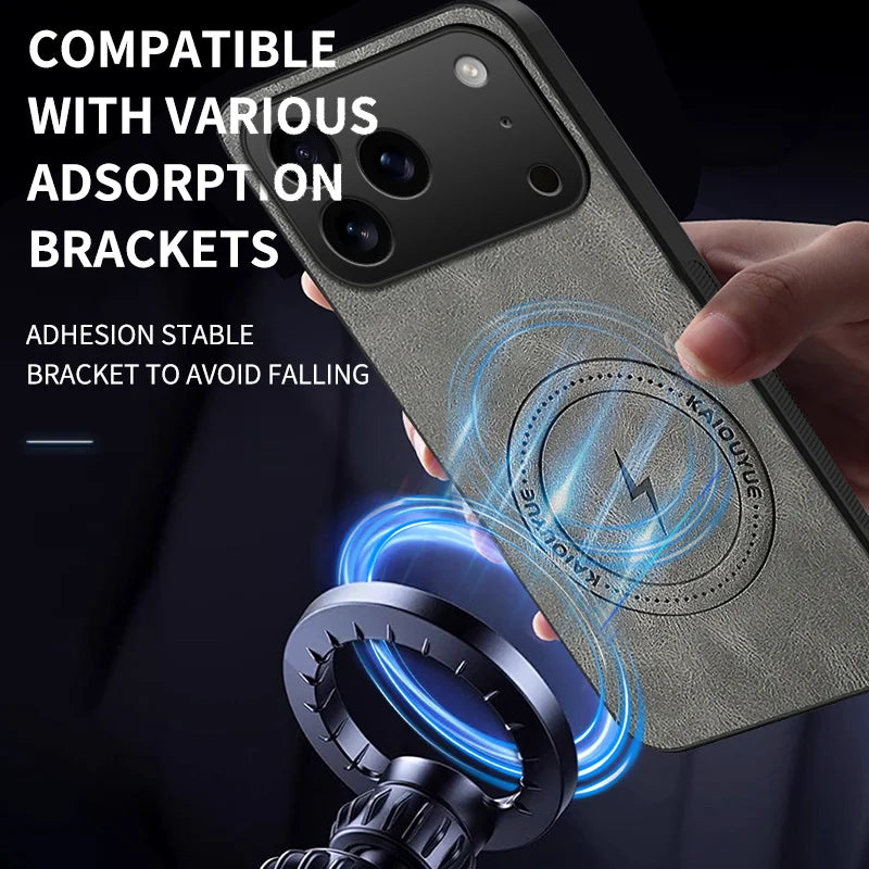 WANLONFENG For iPhone 17 Pro Magnetic Case  SD Series PC TPU Phone Cover with 2Pcs Screen Film - Grey - 6