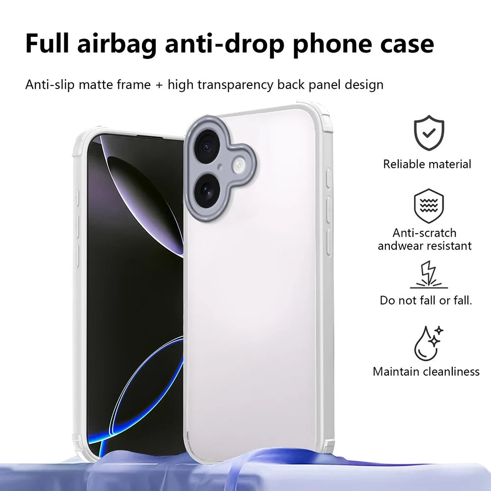 For iPhone 16 Case Reinforced Corner Shockproof TPU + Acrylic Phone Cover - White - 2