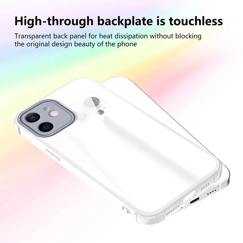 For iPhone 12 Case Reinforced Corner Shockproof TPU + Acrylic Phone Cover - White - 3