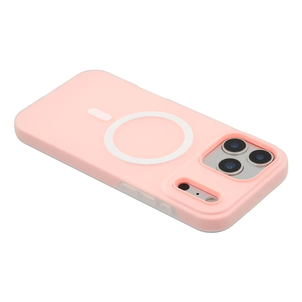 For iPhone 17 Pro Case Compatible with MagSafe PC + TPU Frosted Phone Cover - Pink - 6