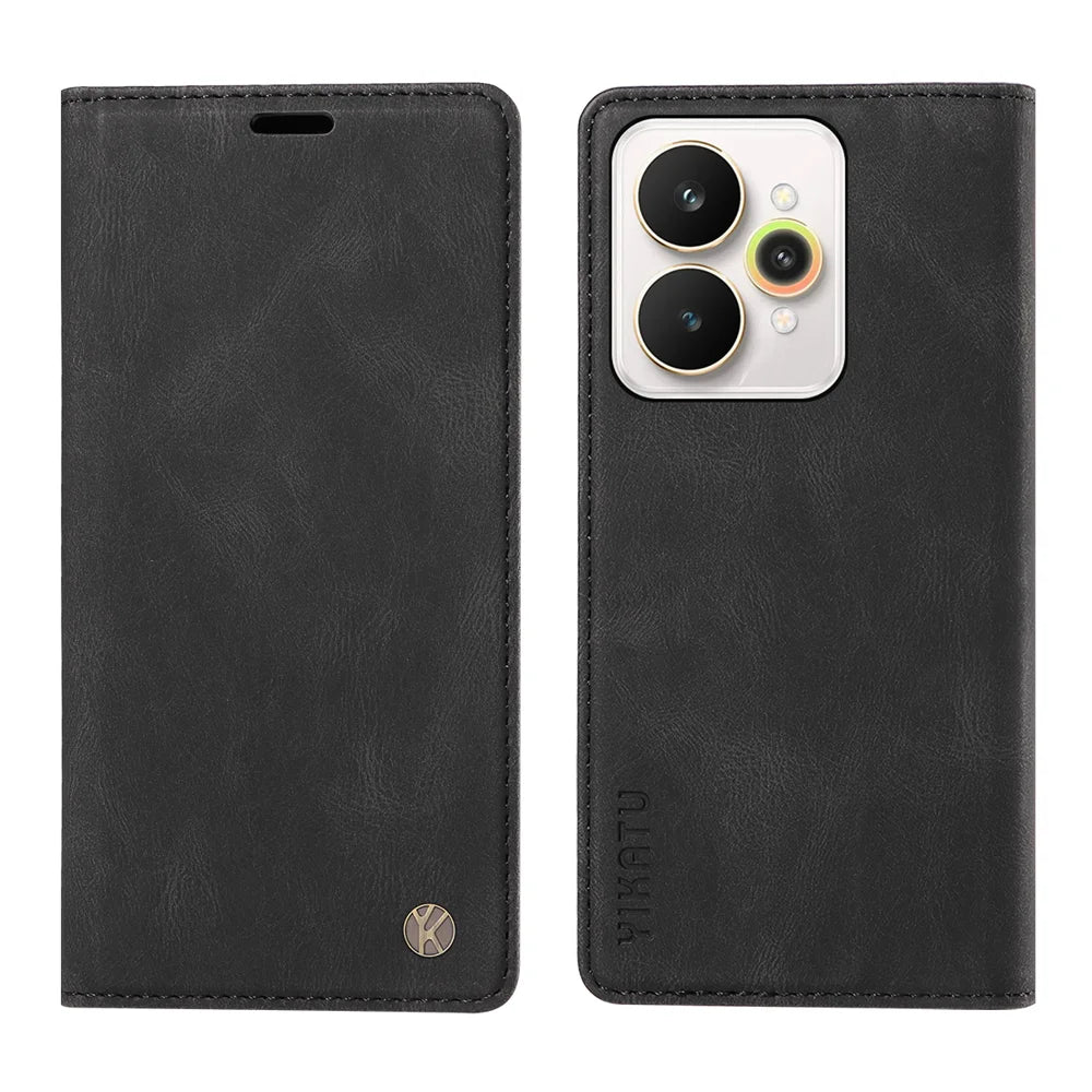 YIKATU For Realme 15 Pro 5G / Realme 15 5G Leather Cover  YK-004 Skin-Touch Wallet Phone Cases - Black - 1