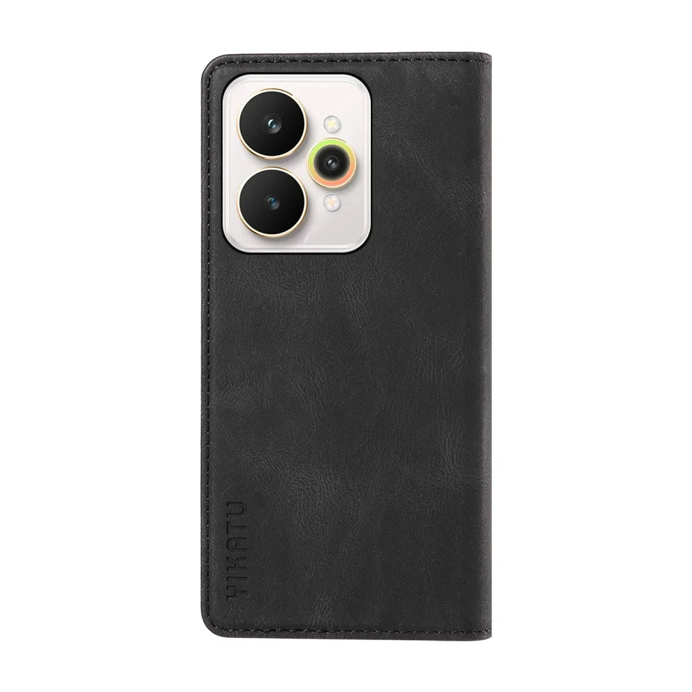 YIKATU For Realme 15 Pro 5G / Realme 15 5G Leather Cover  YK-004 Skin-Touch Wallet Phone Cases - Black - 7