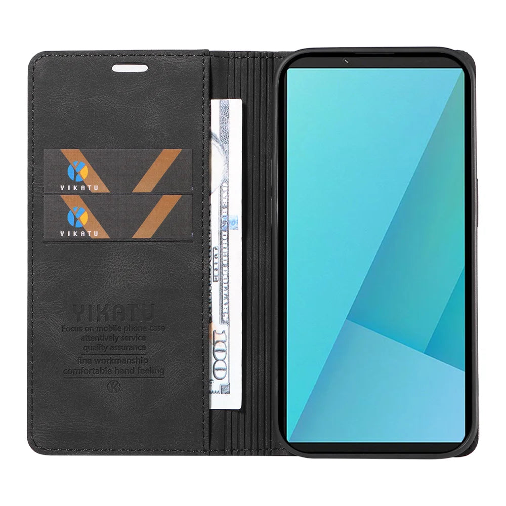 YIKATU For Sony Xperia 10 VII Leather Cover  YK-004 Skin-Touch Wallet Phone Cases - Black - 2