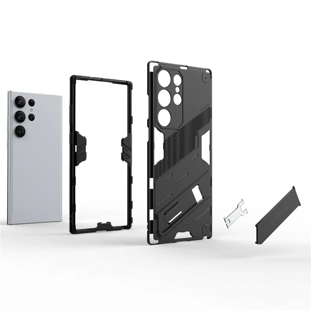 Kickstand Phone Case for Samsung Galaxy S23 Ultra, Drop-proof Hybrid PC + TPU Protective Cover - Black - 5
