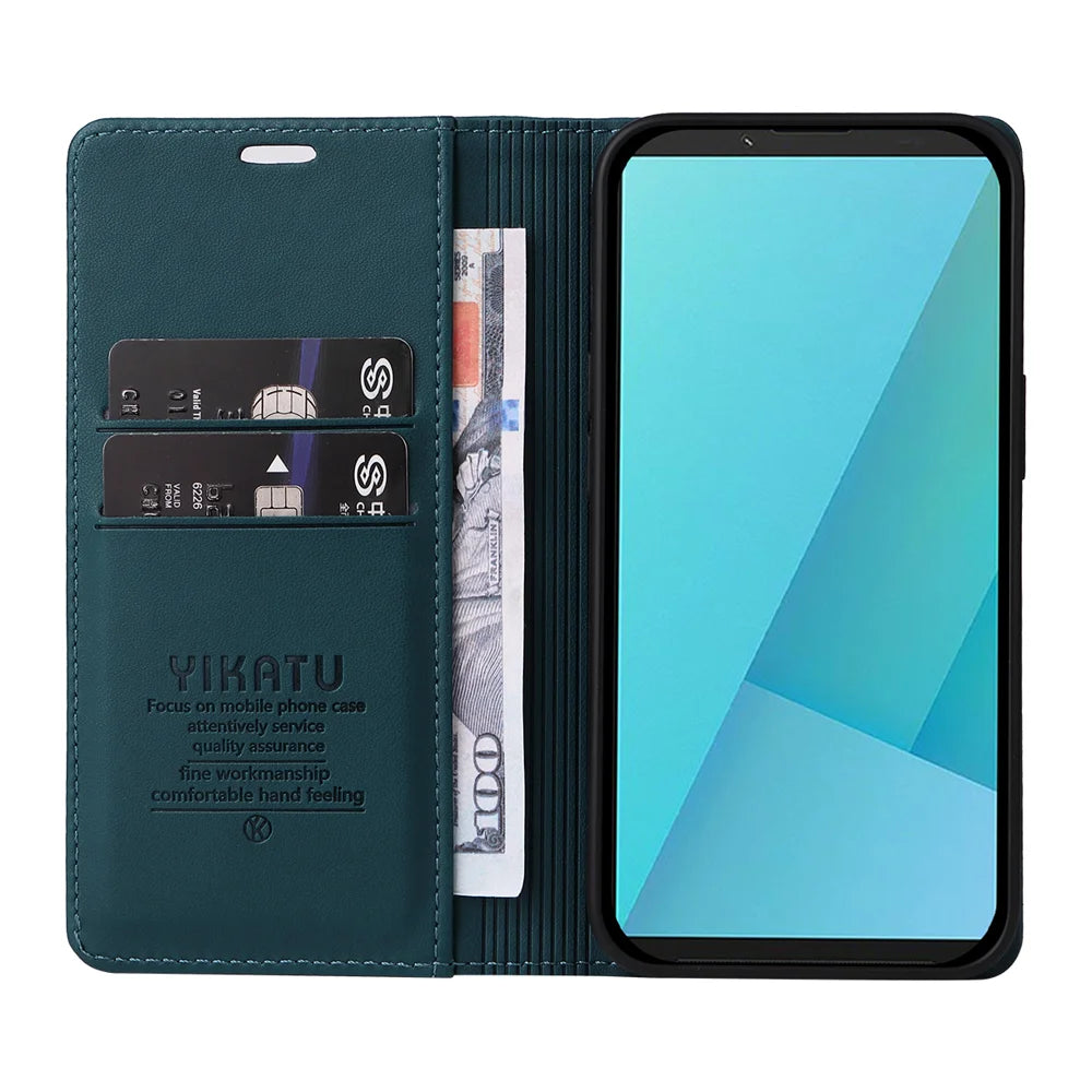 YIKATU For Sony Xperia 10 VII Phone Cases  Magnetic Closure PU Leather Mobile Cover - Green - 2