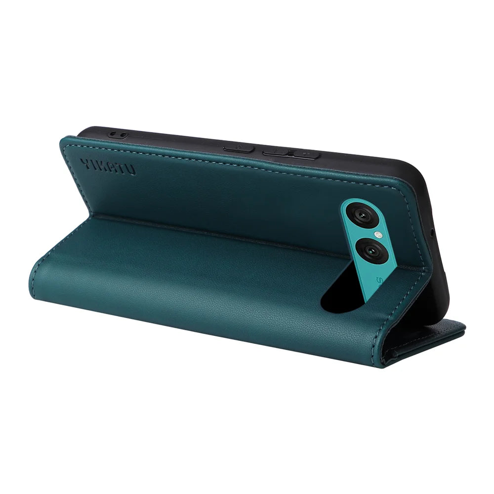 YIKATU For Sony Xperia 10 VII Phone Cases  Magnetic Closure PU Leather Mobile Cover - Green - 7