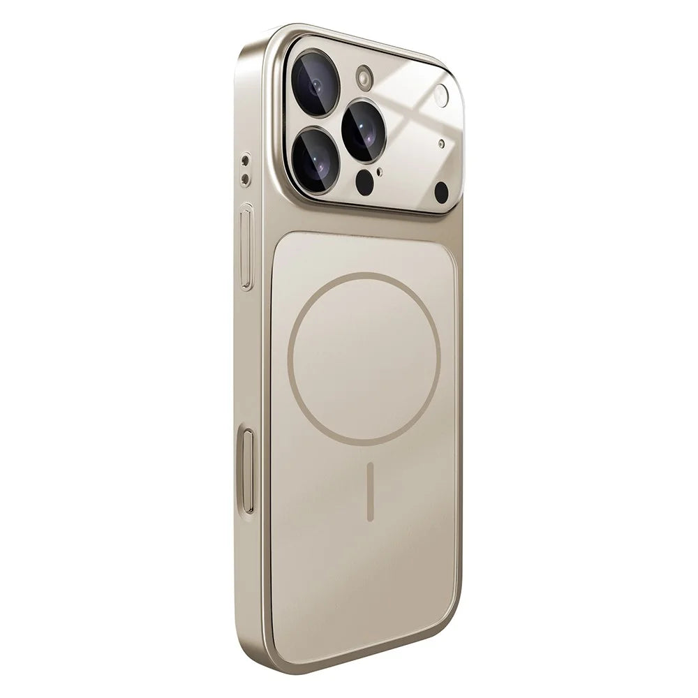For iPhone 16 Pro Max Magnetic Case Transfer to 17 Pro Max PC Phone Cover with AG Corning Glass Lens Film - Titanium Grey - 1
