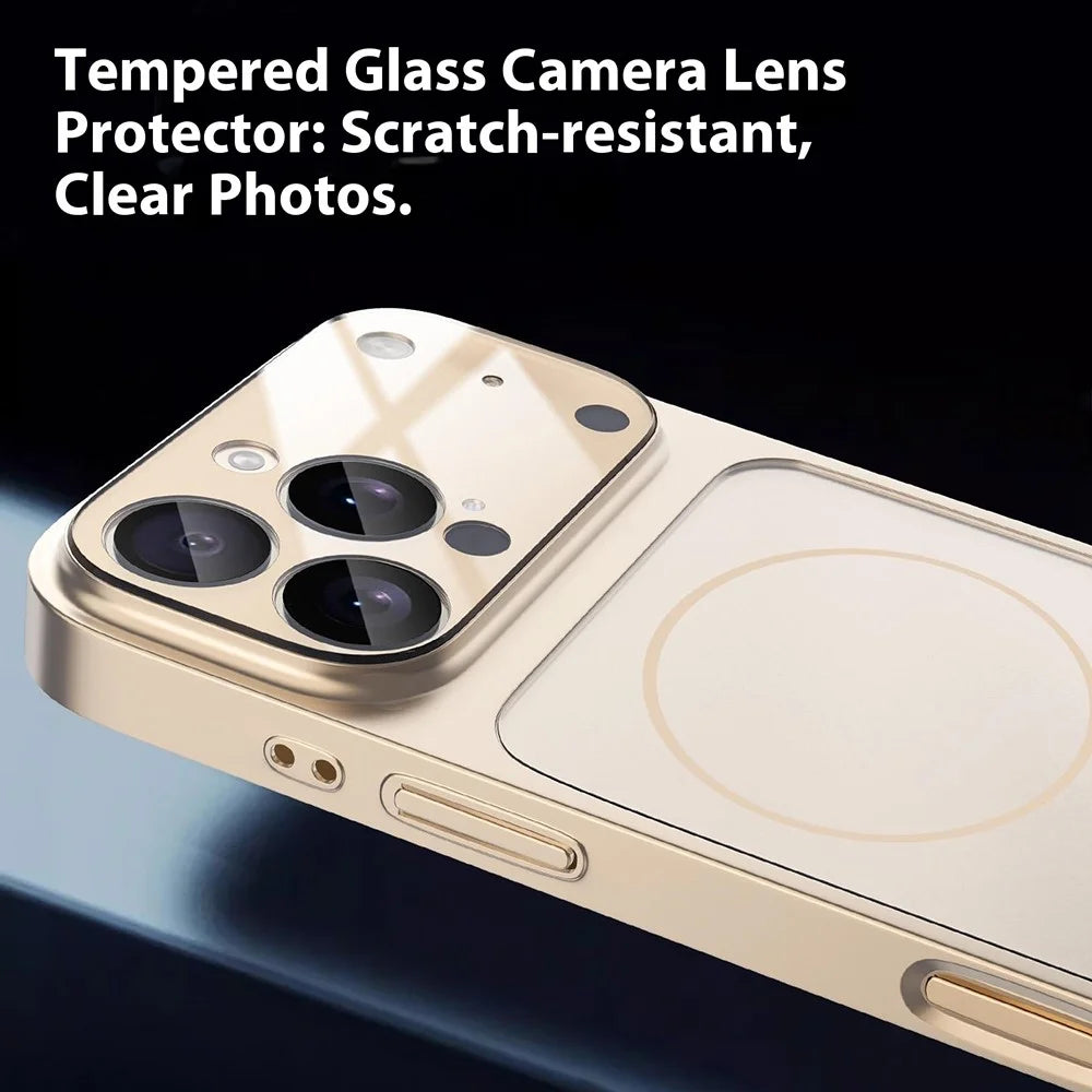 For iPhone 16 Pro Max Magnetic Case Transfer to 17 Pro Max PC Phone Cover with AG Corning Glass Lens Film - Titanium Grey - 3