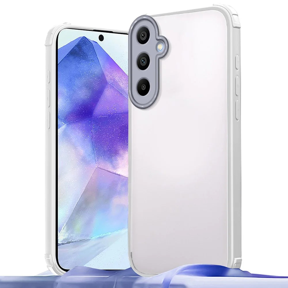For Samsung Galaxy A55 5G Case Reinforced Corner Shockproof TPU + Acrylic Phone Cover - White - 1