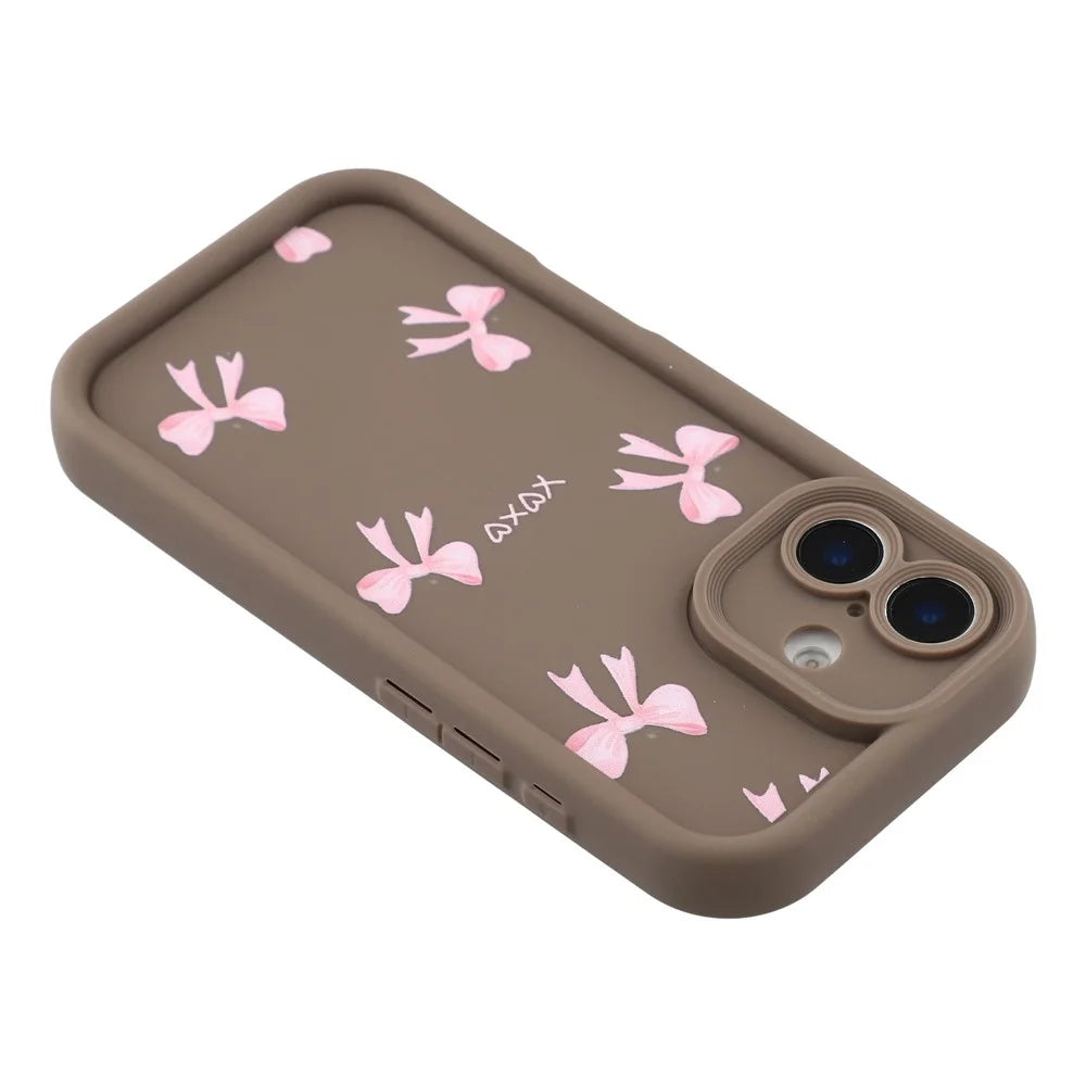 For iPhone 17 Case Aesthetic Pattern Print TPU Shockproof Phone Cover - Bow / Brown - 5