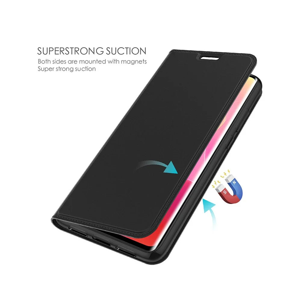 For Infinix Hot 60 Pro+ 4G Case PU Leather Phone Cover with Card Holder Stand - Black - 3