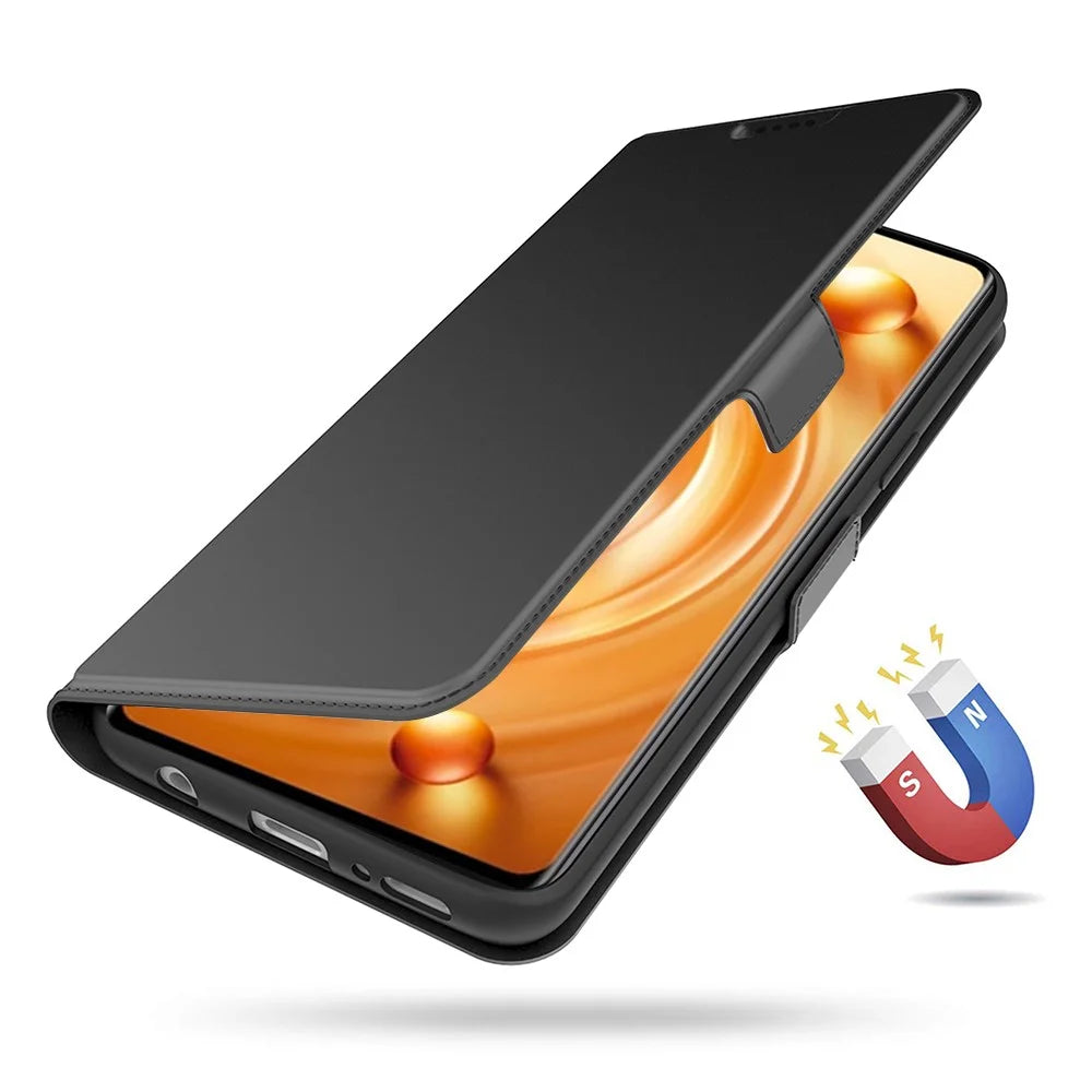 For vivo V60 Lite 5G Case Shockproof TPU Inner Shell Leather Phone Cover Card Slot - Black - 4