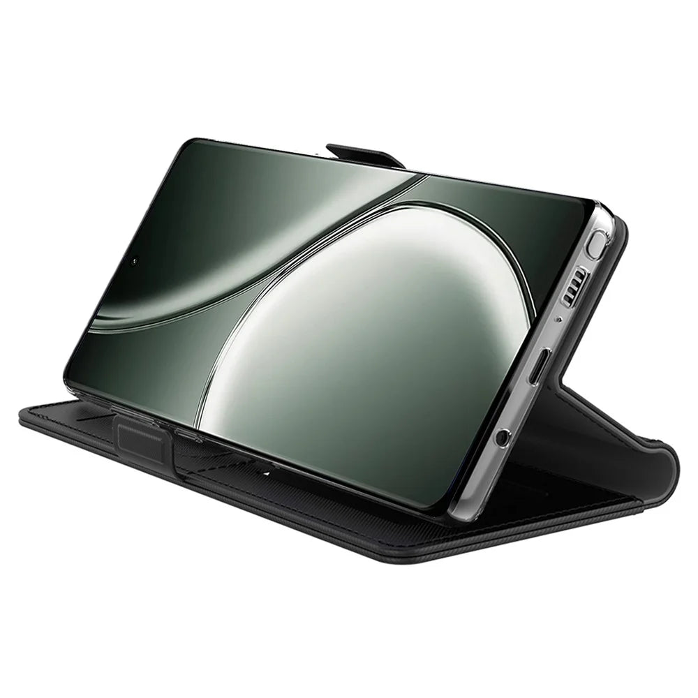 For Realme 15 5G Case Stand PU Leather Phone Cover Card Holder Mirror - Black - 3