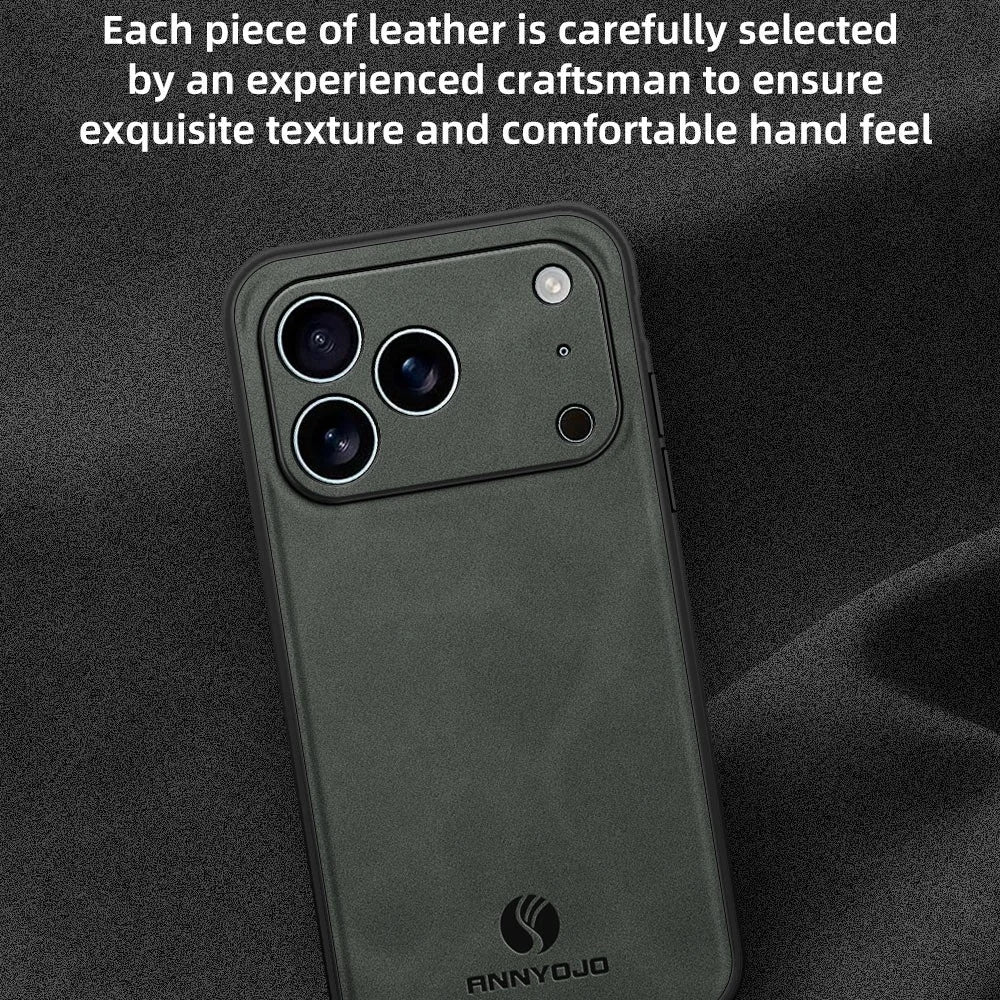 ANNYOJO For iPhone 17 Pro Case PU Leather + PC + TPU Anti Drop Phone Back Cover - Grey - 2