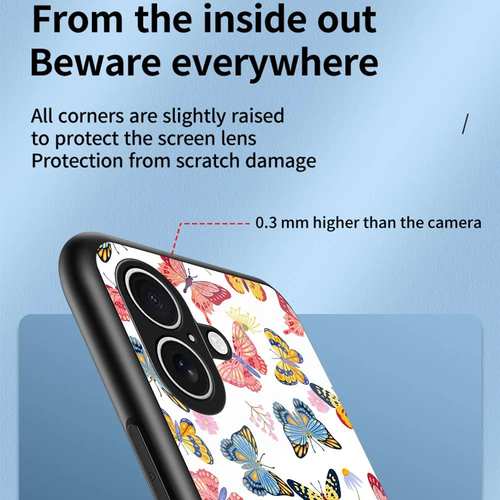 For iPhone 17 Case Butterfly Pattern TPU + Tempered Glass Protective Phone Cover - Colorful Butterfly - 2