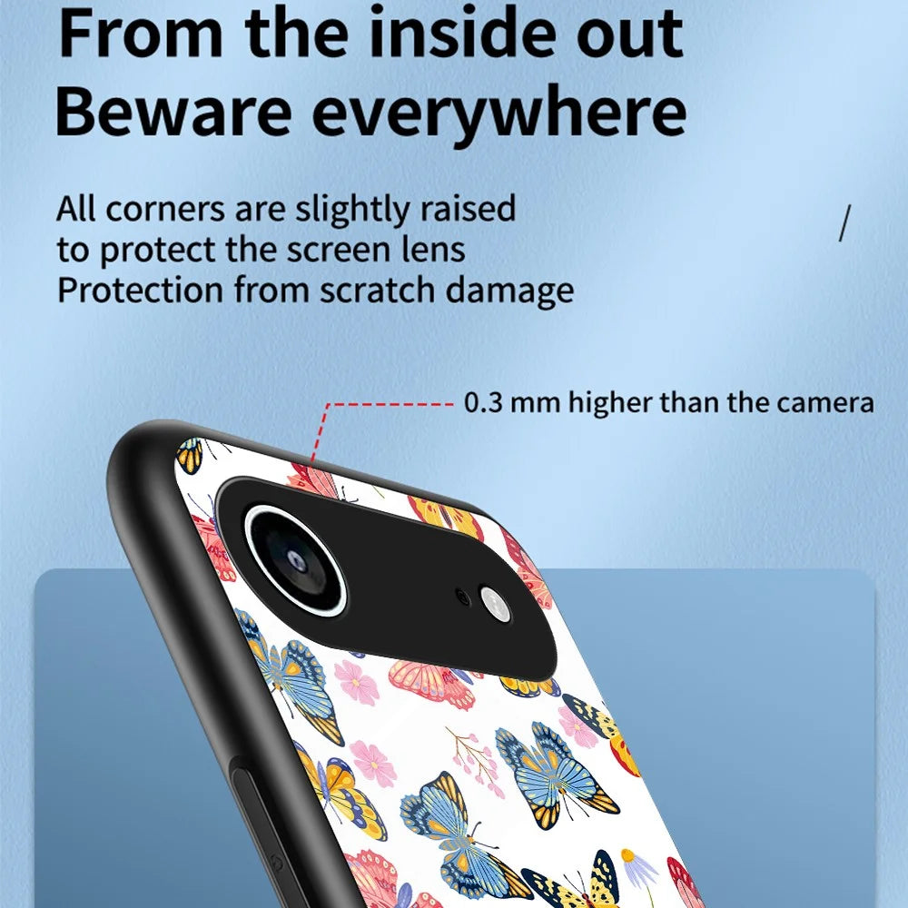 For iPhone Air Case Butterfly Pattern TPU + Tempered Glass Protective Phone Cover - Colorful Butterfly - 2