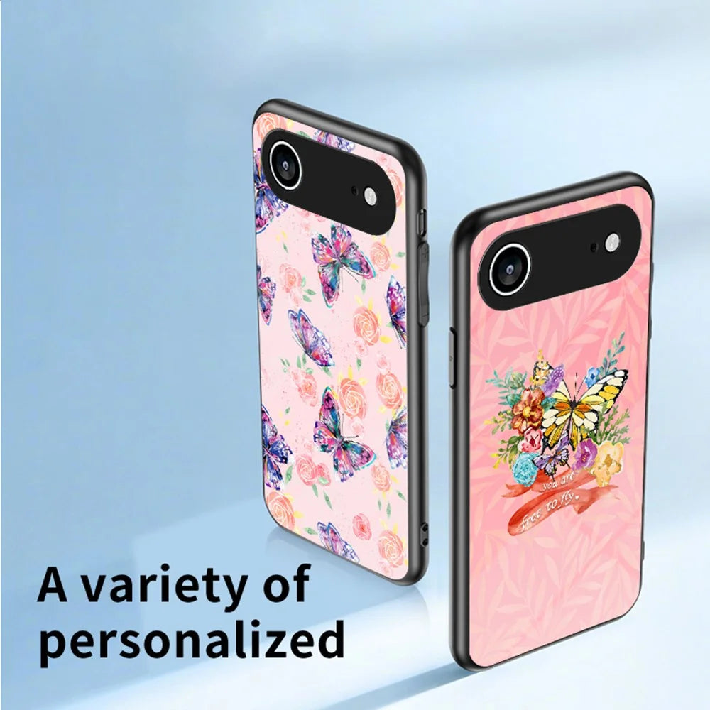 For iPhone Air Case Butterfly Pattern TPU + Tempered Glass Protective Phone Cover - Colorful Butterfly - 3
