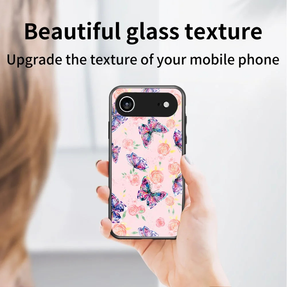 For iPhone Air Case Butterfly Pattern TPU + Tempered Glass Protective Phone Cover - Colorful Butterfly - 4
