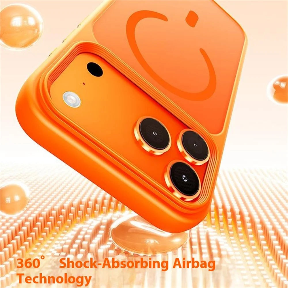 For iPhone 17 Pro Max Magnetic Case Skin-Feel Rubberized PC + TPU Phone Cover Compatible with MagSafe - Orange - 4
