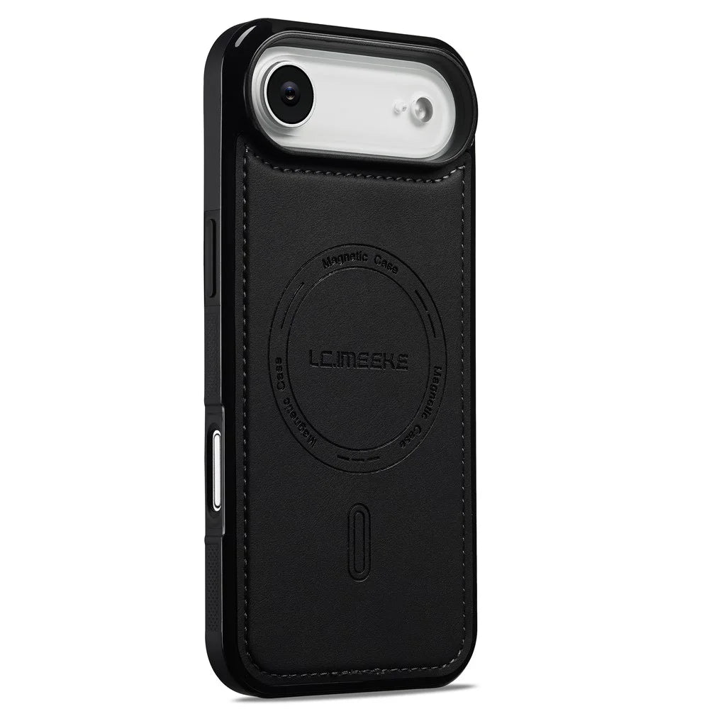 LC.IMEEKE L6 For iPhone Air Case PU Leather Coated PC TPU Phone Cover Compatible with MagSafe - Black - 2