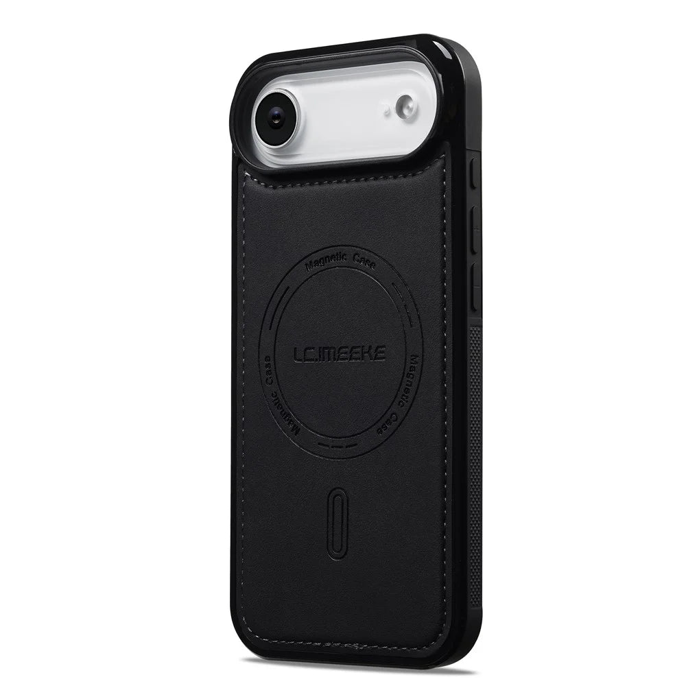 LC.IMEEKE L6 For iPhone Air Case PU Leather Coated PC TPU Phone Cover Compatible with MagSafe - Black - 3