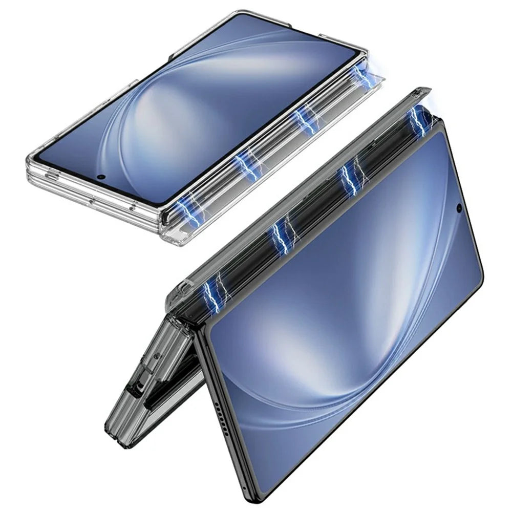 GKK For vivo X Fold5 5G Case Magnetic Hinge Design Clear TPU Phone Cover - Transparent Black - 3