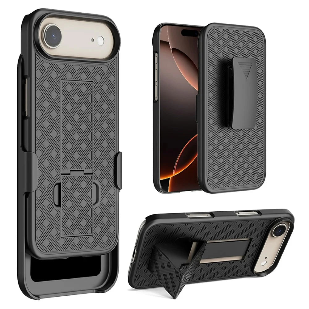 For iPhone Air Case PC + TPU Sliding Screen Cover Kickstand Phone Shell with Clip - 1