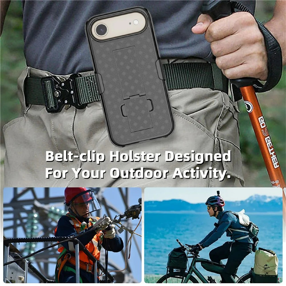 For iPhone Air Case PC + TPU Sliding Screen Cover Kickstand Phone Shell with Clip - 5