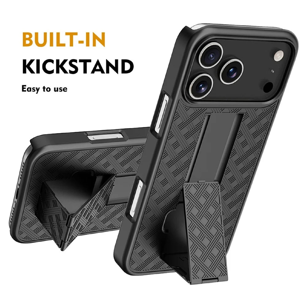 For iPhone 17 Pro Max Case PC + TPU Sliding Screen Cover Kickstand Phone Shell with Clip - 3