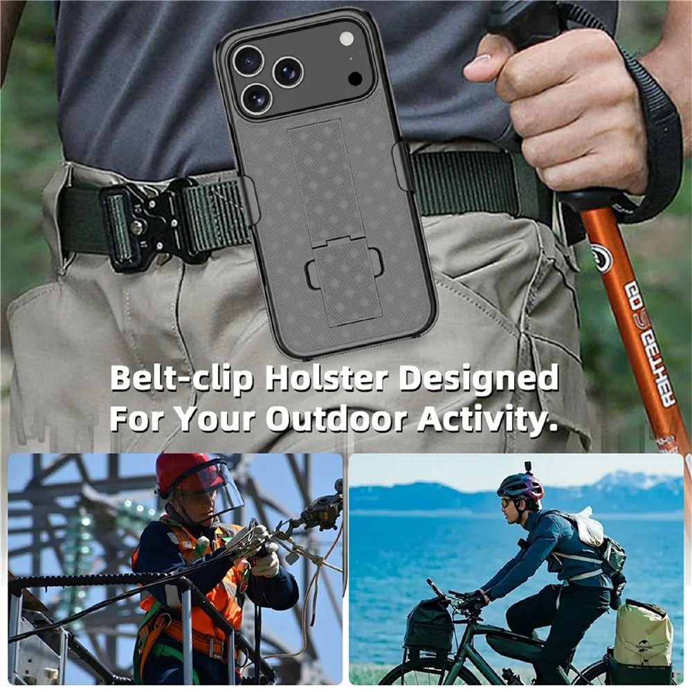 For iPhone 17 Pro Max Case PC + TPU Sliding Screen Cover Kickstand Phone Shell with Clip - 5