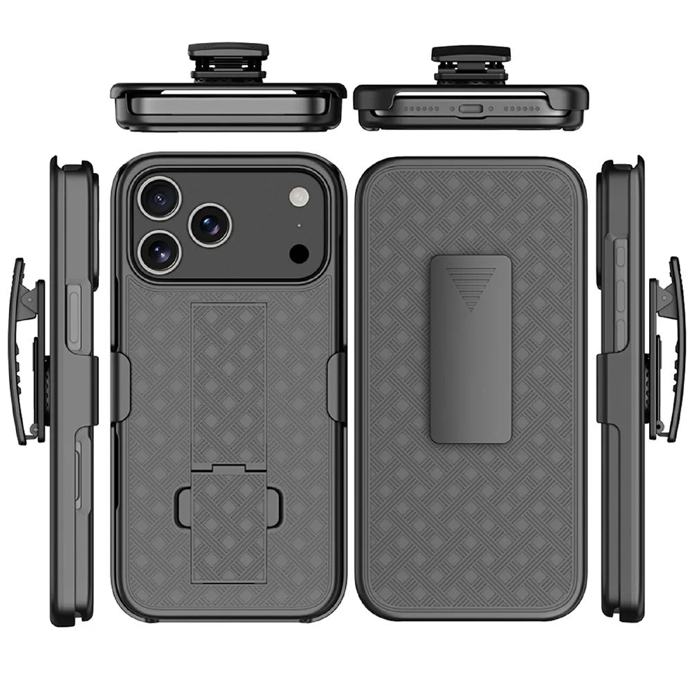 For iPhone 17 Pro Max Case PC + TPU Sliding Screen Cover Kickstand Phone Shell with Clip - 6