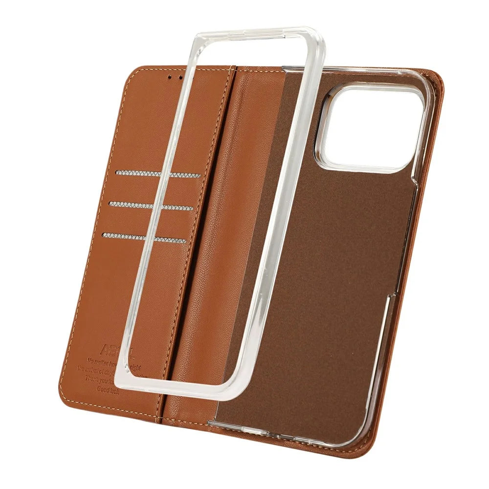 ABEEL For Google Pixel 10 Pro Fold Phone Case RFID Blocking Leather Flip Cover - Brown - 2
