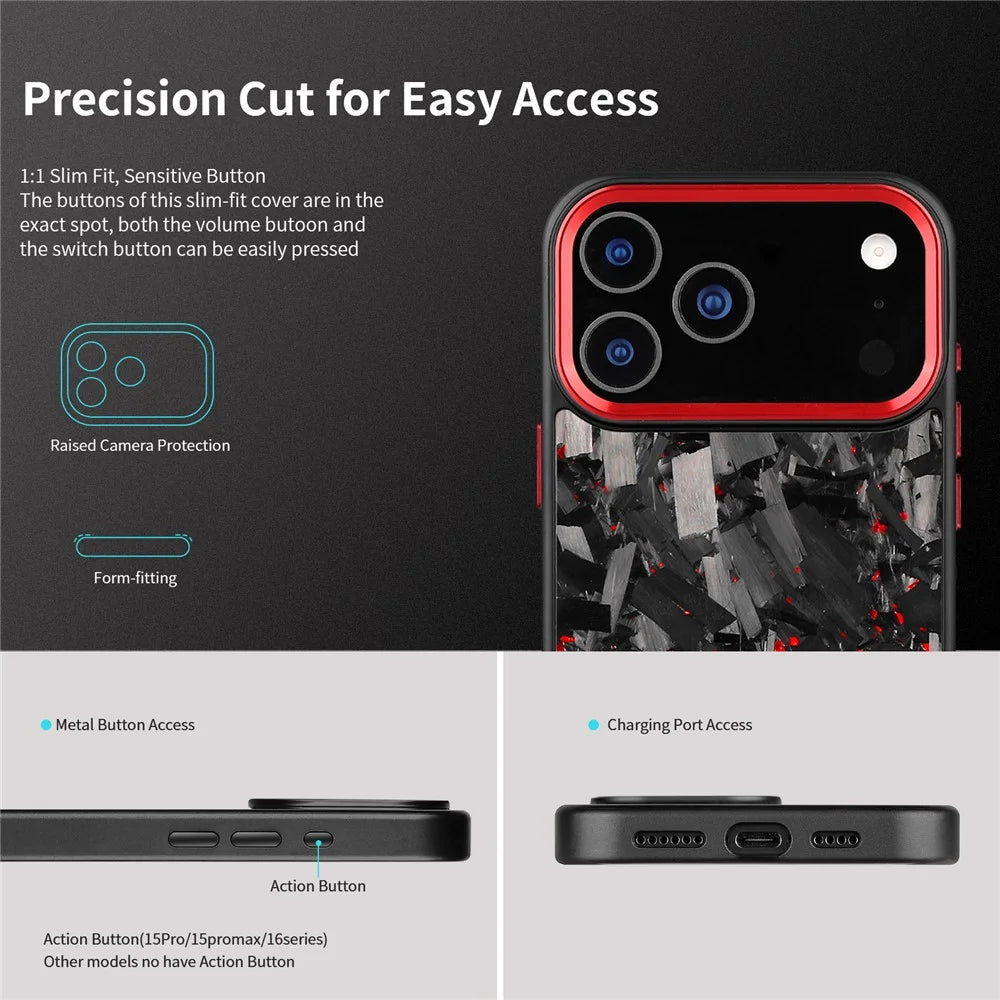 For iPhone 17 Pro Magnetic Case Large Texture Aramid Fiber + TPU Phone Cover with Metal Lens Frame - Black Lens Frame + Black - 6