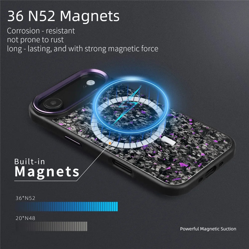 For iPhone Air Case Forged Texture Aramid Fiber + TPU Phone Cover with Black Lens Frame - Black - 4