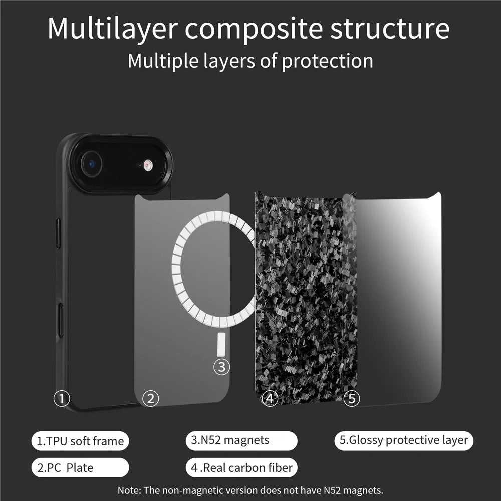 For iPhone Air Case Forged Texture Aramid Fiber + TPU Phone Cover with Black Lens Frame - Black - 7