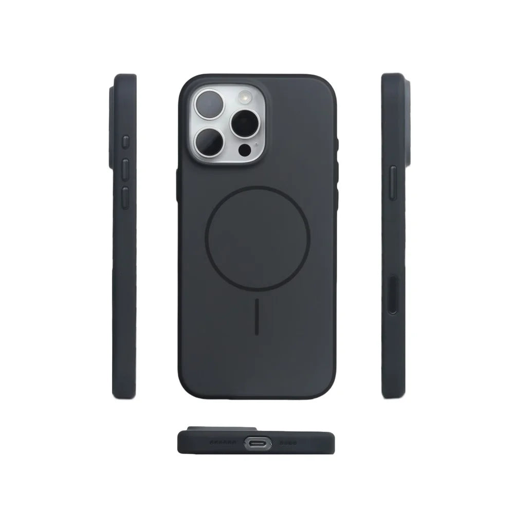 For iPhone 17 Pro Max Case Compatible with MagSafe Matte Skin Feel TPU + PC Phone Cover - Black - 2