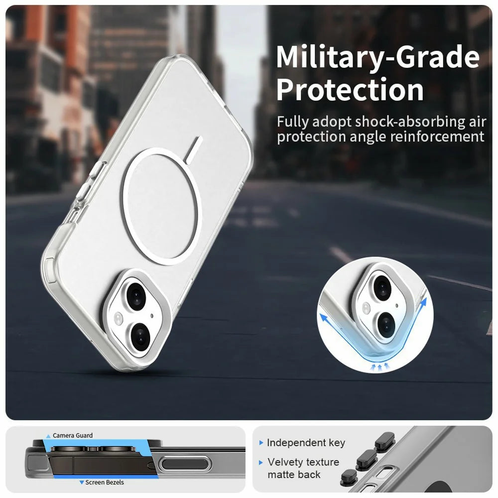 For iPhone 15 Case Candy Color PC + TPU + PET Phone Cover Compatible with MagSafe - White - 2