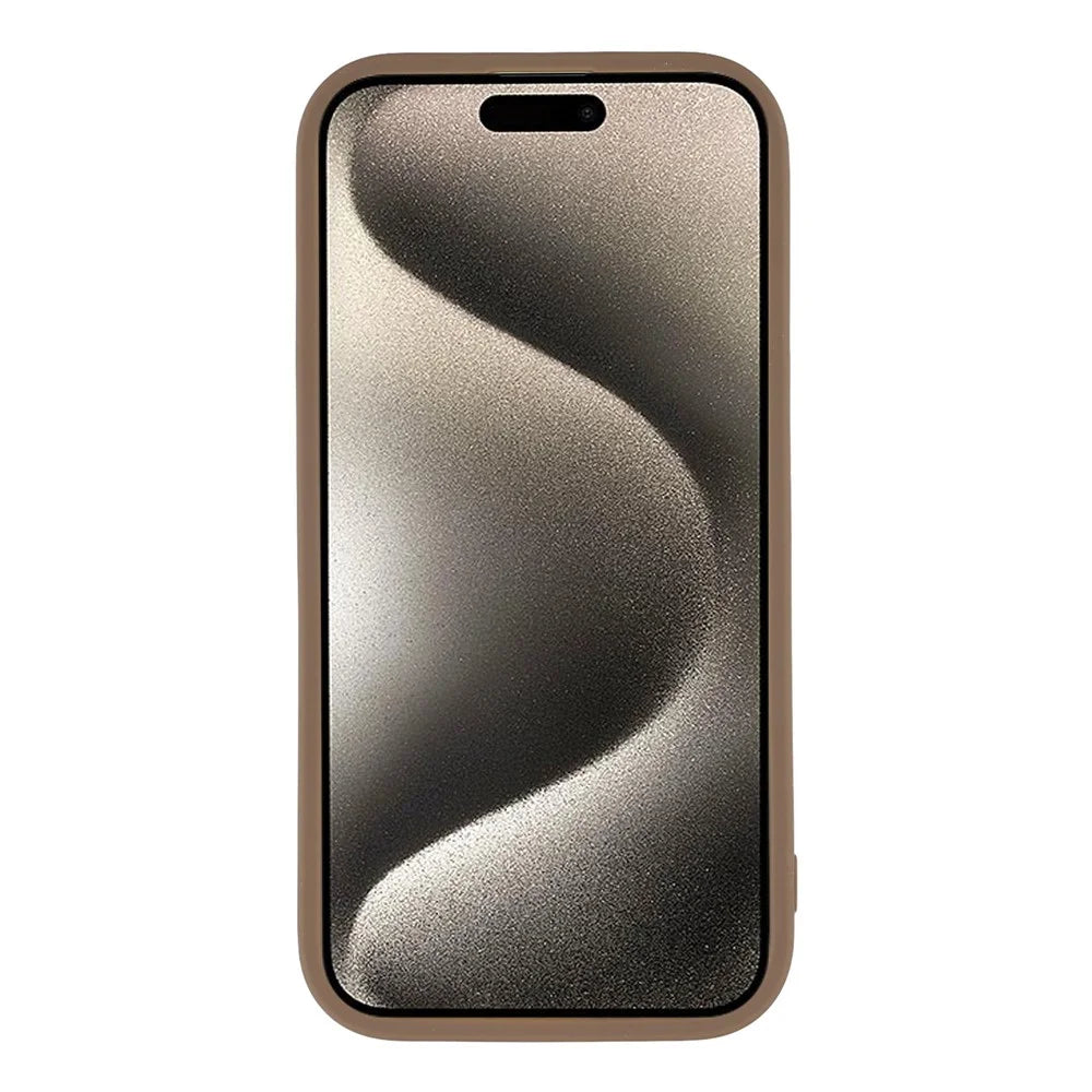 For iPhone 15 Phone Case Heart Pattern TPU Shockproof Protective Cover - Brown - 2