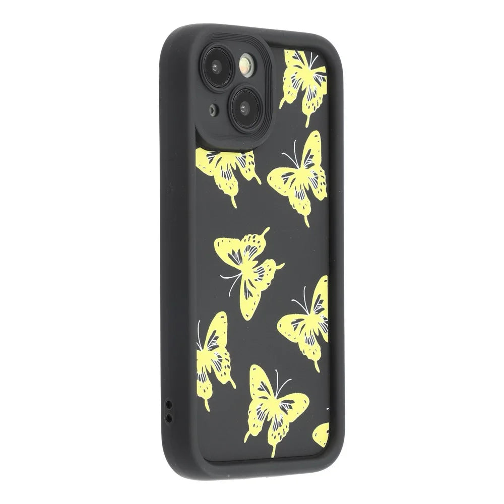 For iPhone 15 Case Butterfly Print TPU Shockproof Phone Back Cover - Yellow - 1