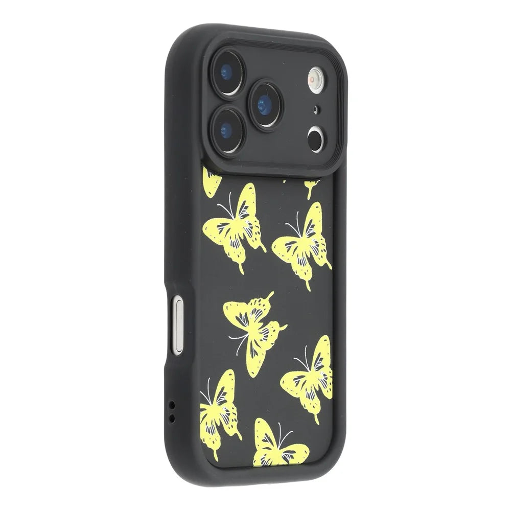 For iPhone 17 Pro Max Case Butterfly Print TPU Shockproof Phone Back Cover - Yellow - 1