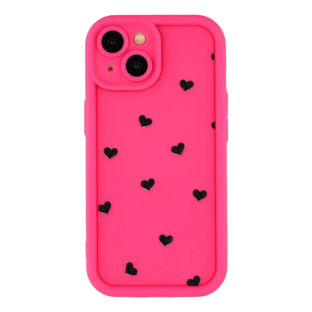 For iPhone 14 Plus Case Heart Pattern TPU Phone Cover with Stepped Edge - Rose - 3
