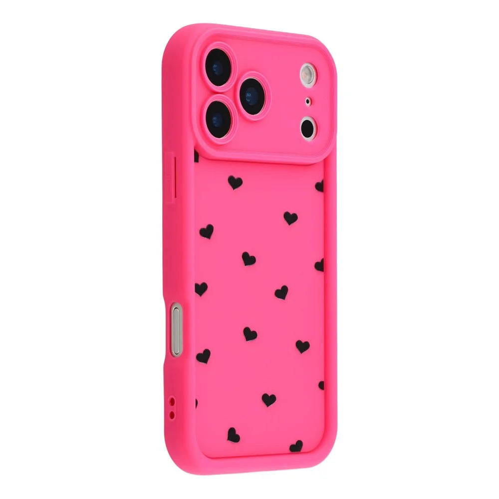 For iPhone 17 Pro Case Heart Pattern TPU Phone Cover with Stepped Edge - Rose - 1