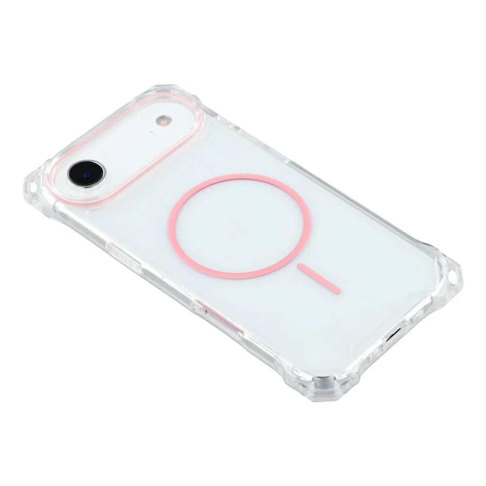 For iPhone Air Magnetic Case with Lanyard Drop-Proof TPU + PC Phone Back Cover - Pink - 5